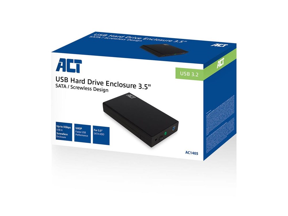ACT AC1405 Speicherlaufwerksgehäuse HDD / SSD-Gehäuse Schwarz 3.5  (AC1405)