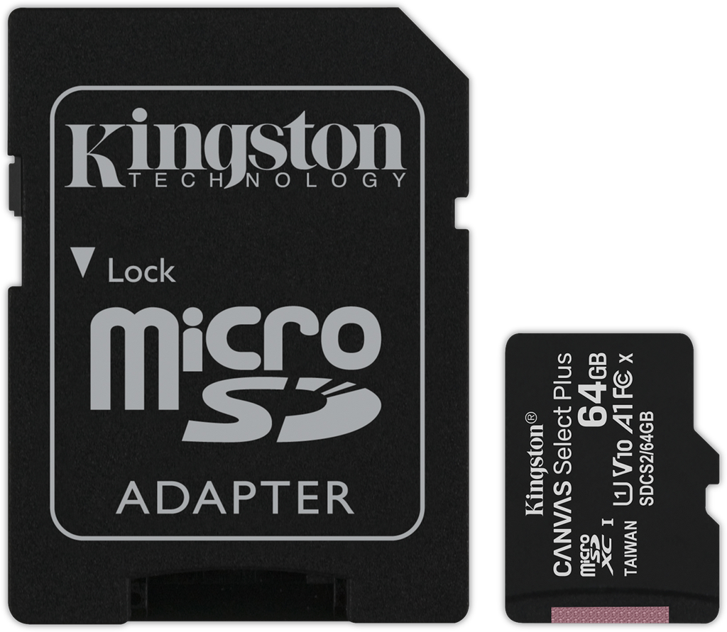 Kingston - Canvas Select Plus MicroSD Card - 64GB - Black